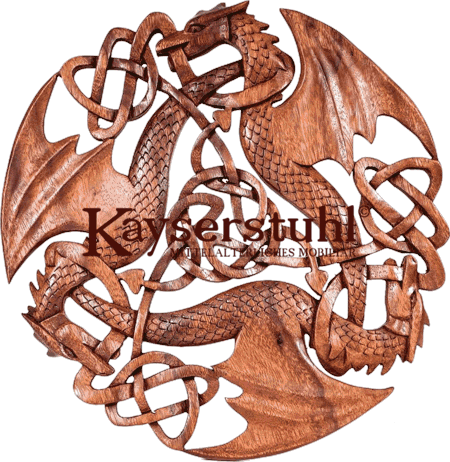 Wandrelief "Wyvern Triskel" mit zwei Drachen
