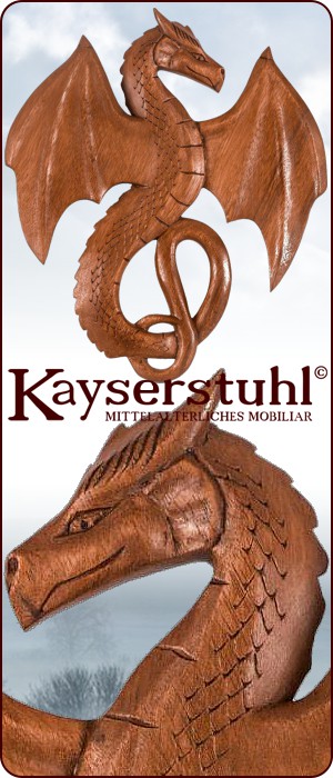 Geschnitzter Drache "Wyvern", links oder rechts