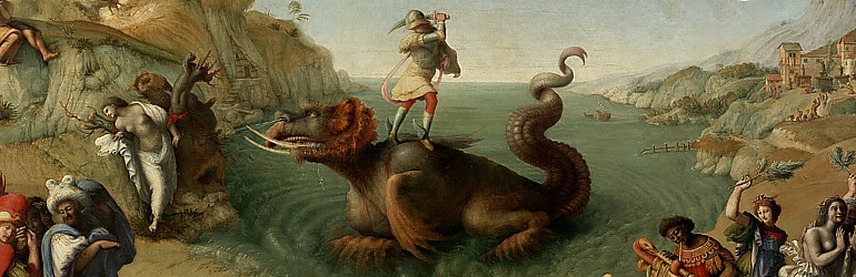 Das Seeungeheuer Ketos auf dem Gemälde Perseus befreit Andromeda (Piero di Cosimo, um 1515)