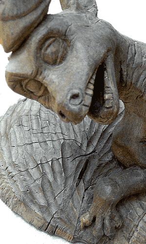 Detail der Skulptur Hl. Georg im Kampf mit dem Drachen (Tilman Riemenschneider, um 1495)