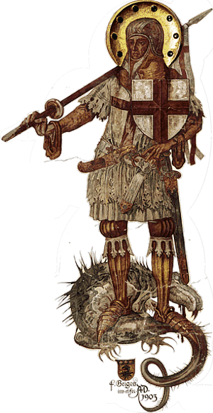 Heiliger Georg, Wandgemälde am Schwabentor, Freiburg, Fritz Geiges