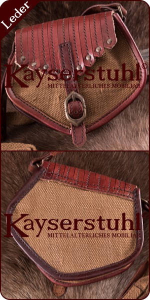 Zierliche Tasche im Wikinger-Stil aus Leder und Segeltuch