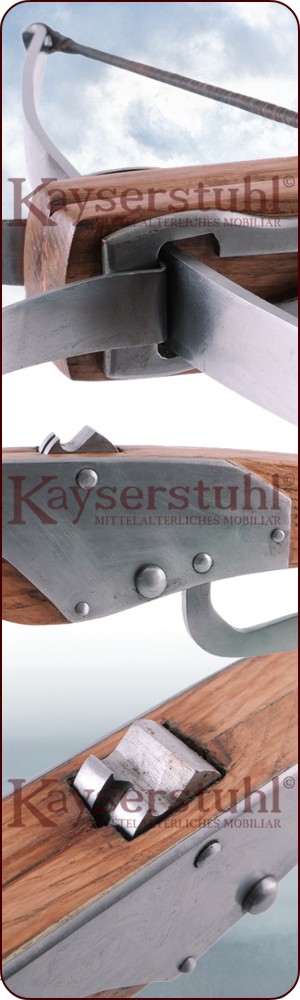 Mittelalterliche Armbrust (79 cm) mit Stahlbogen