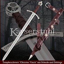Templerschwert "Christus Vincit" mit Scheide