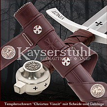 Templerschwert "Christus Vincit" mit Scheide