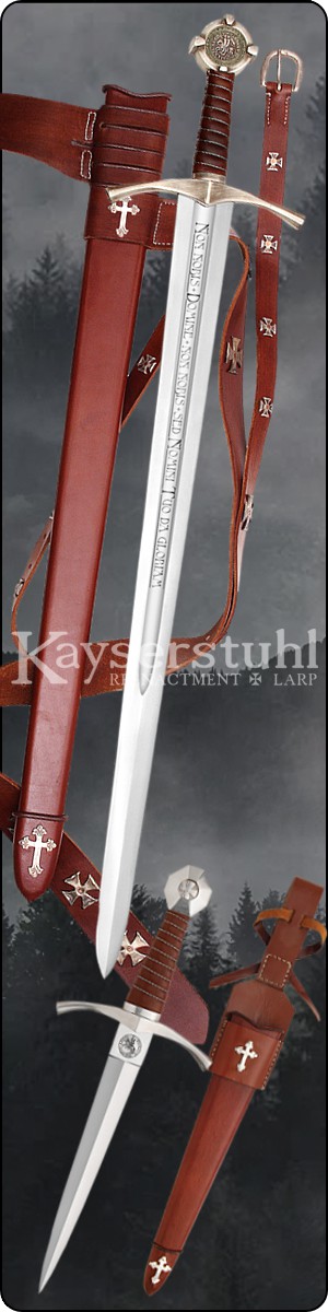 Templerschwert & Dolch "Non Nobis" mit Scheide im Set