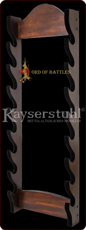 Wandhalter aus Massivholz für acht Schwerter oder Äxte