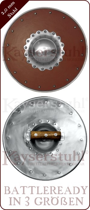 Lederbezogener Buckler mit Zierbuckel in drei Größen (GDFB)