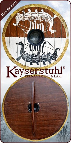 Gro&szlig;er handbemalter Wikingerschild "Drachenboote"