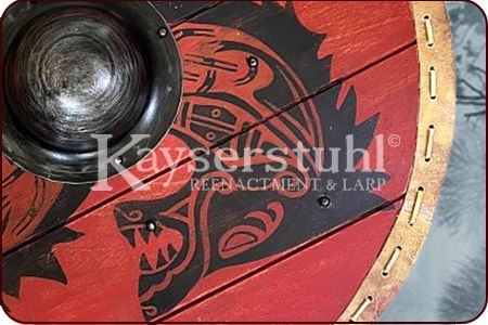 Großer handbemalter Wikingerschild mit Drachenbooten